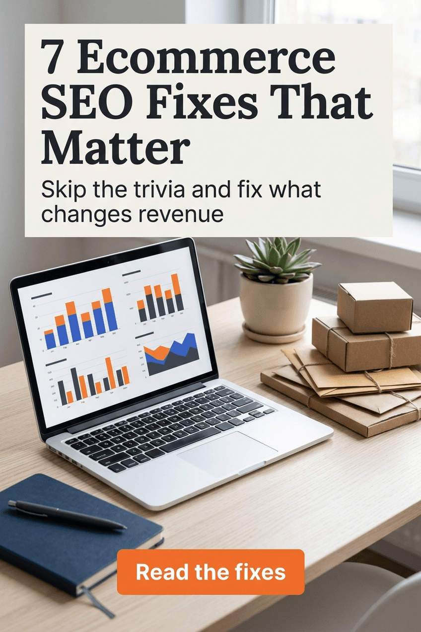 Representative fictional Pinslate example pin for Brightside Growth featuring ecommerce SEO fixes.