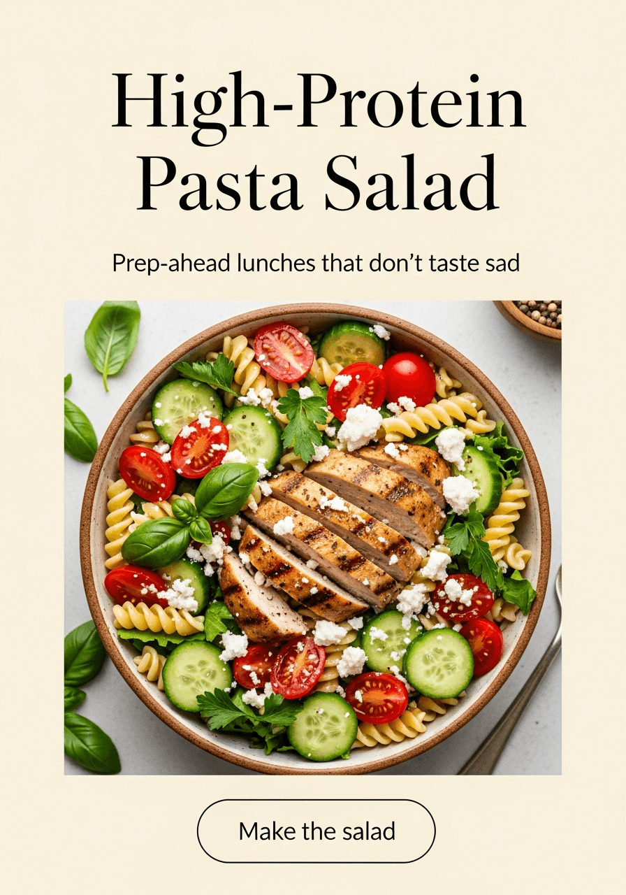 Representative fictional Pinslate example pin for Hearthspoon Kitchen featuring a high-protein pasta salad.