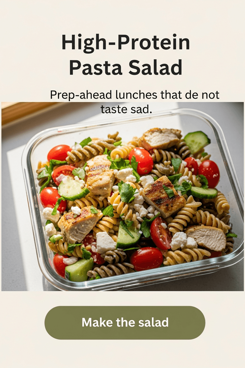 Representative fictional Pinslate example pin for Hearthspoon Kitchen featuring a high-protein pasta salad.