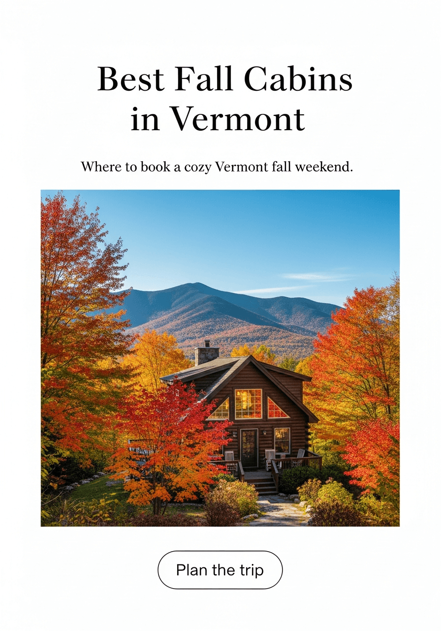 Representative fictional Pinslate example pin for Juniper Cove Travel featuring a Vermont cabin guide.