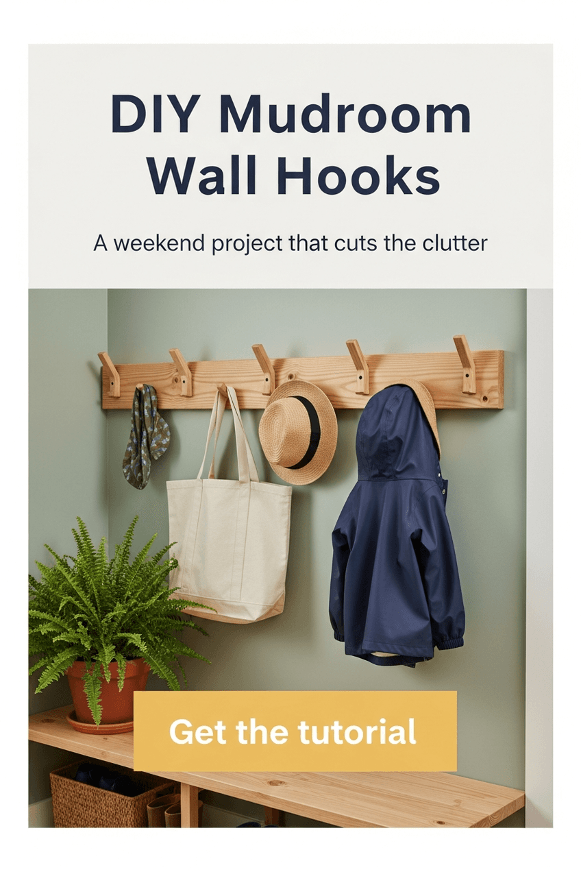 Representative fictional Pinslate example pin for Pine and Thistle DIY featuring mudroom wall hooks.