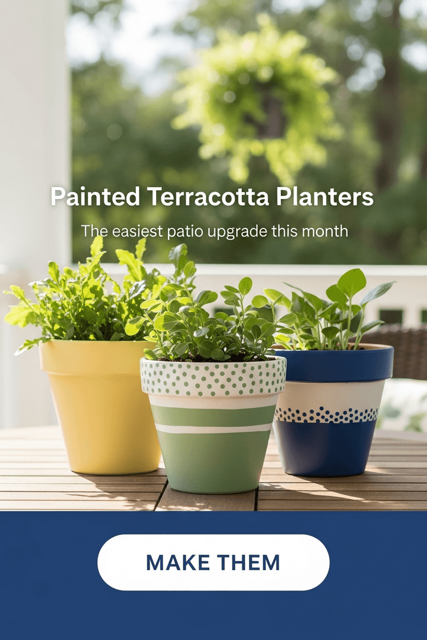 Representative fictional Pinslate example pin for Pine and Thistle DIY featuring painted terracotta planters.