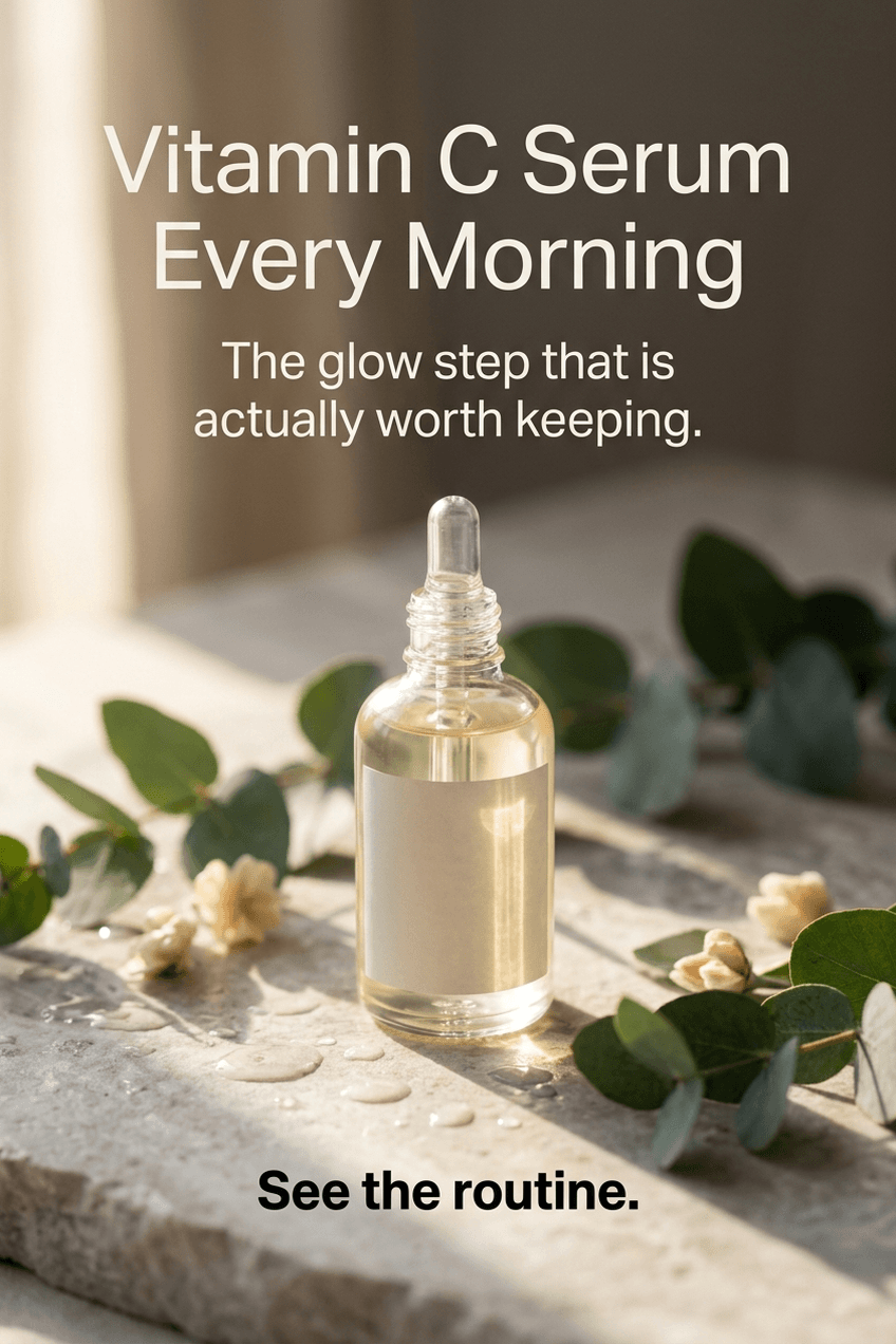 Representative fictional Pinslate example pin for Sable and Pine Skincare featuring a vitamin C serum routine.